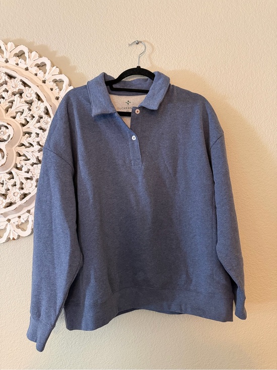 Tuckernuck Sweaters - Tuckernuck Heathered Navy Polo Sweatshirt